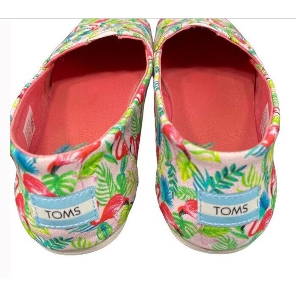 Toms Alpargata Shoes 9.5 Pink Pearl Paper Source Flamingos Slip On Athleisure - Picture 6 of 8
